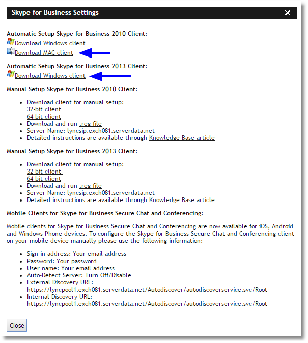 skype for business mac internal discovery address